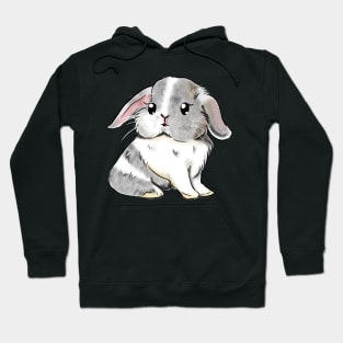 Grey and White Rabbit _ Bunniesmee Hoodie